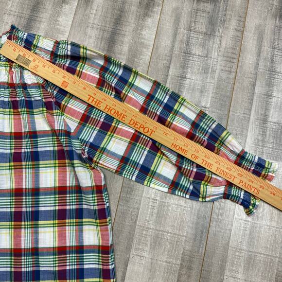 Brooks Brothers L/S Blouse Top Womens Medium Plaid Colorful Smocked Neck Peasant - Picture 10 of 11